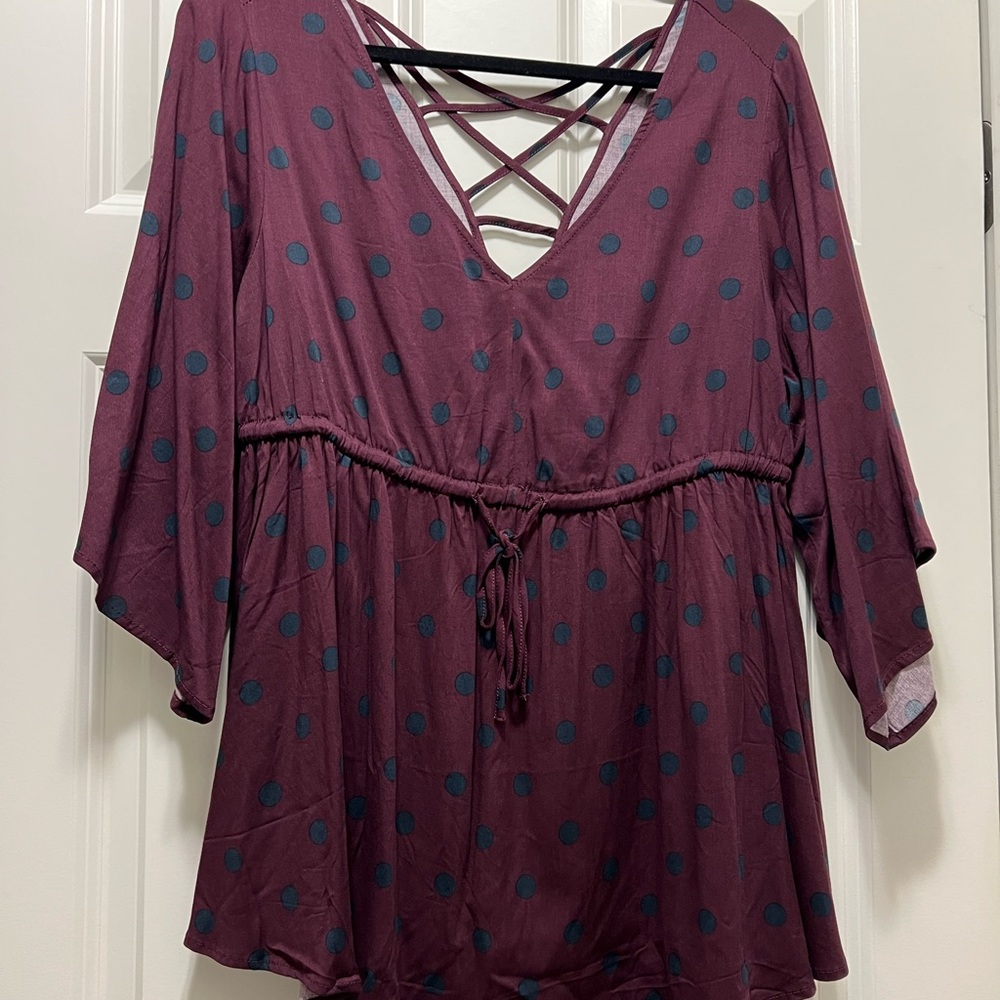 NWT Torrid polka dot challis babydoll top. Size 0